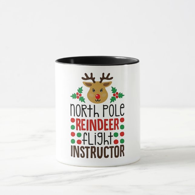 Caneca North Pole Reindeer Flight Instructor Christmas  (Centro)