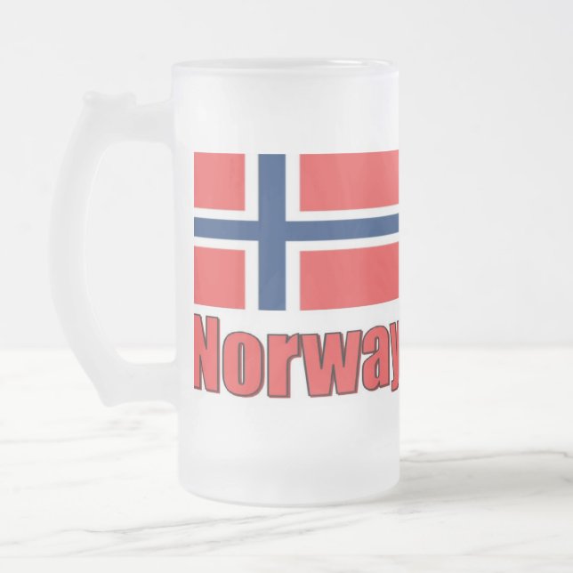 caneca Noruega \ bandeira do fosco 16oz (Esquerda)