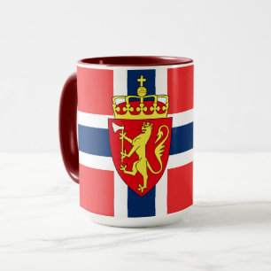 Caneca Noruega, pavilhão norueguês, com casaco de armas