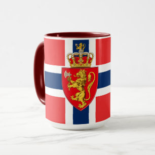 Caneca Noruega, pavilhão norueguês, com casaco de armas