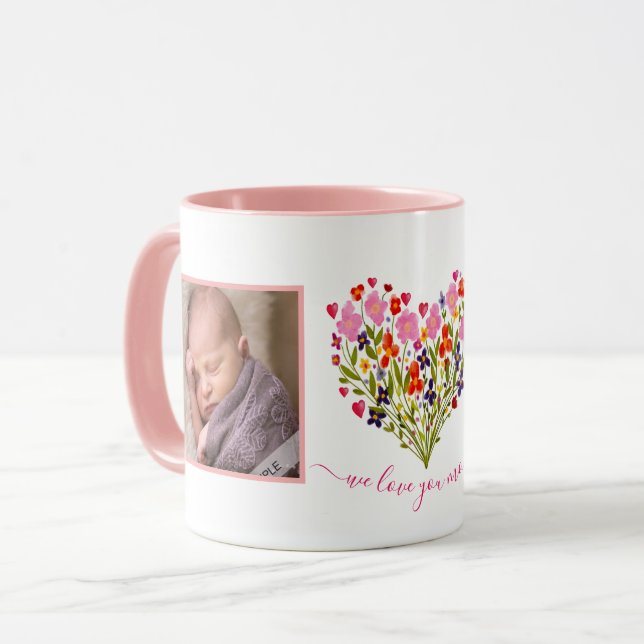Caneca "Nós amamos sua mãe" Foto personalizada adorável (Frente Esquerda)