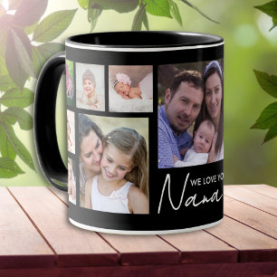 Caneca Nós Amamos Você Nana 13 Colagem de Fotos Preto  