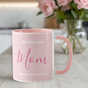 Caneca Nós Te Amo Mãe Rosa Minimalista