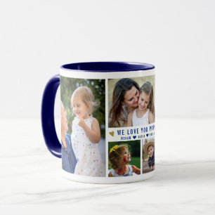 Caneca Nós Te Amo Papa 5 Foto Colagem Nome Marinho Azul
