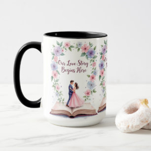 Caneca Nossa História De Amor Casamento Floral