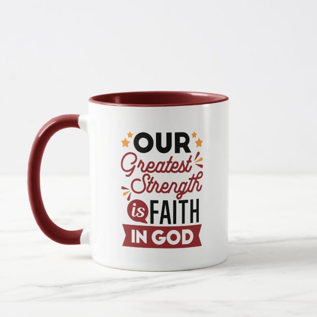 Caneca Nossa Maior Força É a Fé em Deus Citação (Esquerda)