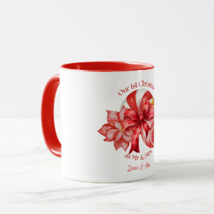 Caneca Nosso 1º Natal Vermelho Poinsettia de Hortelã