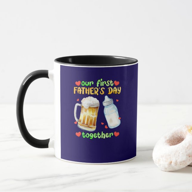 Caneca Nosso primeiro Dia de os pais juntos (Com Donut)