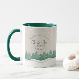 Caneca Nosso Primeiro Natal Como Senhor e Senhora Florest