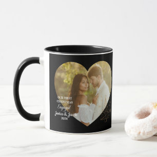 Caneca Nosso Primeiro Natal Elegante Foto do Coração Enga