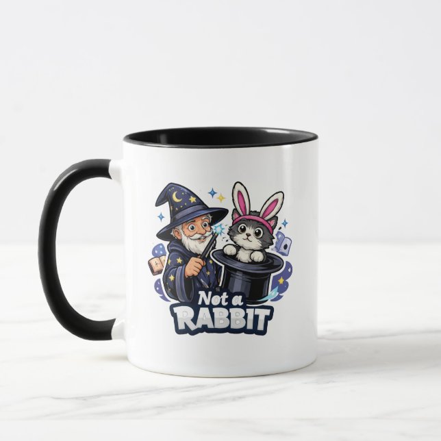 Caneca Not a Rabbit – Wizard Pulling Cat Funny (Esquerda)