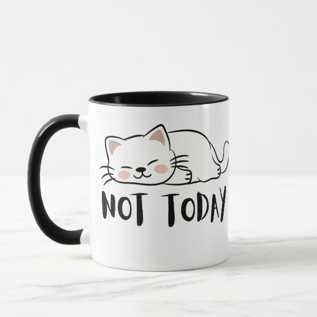 Caneca Not Today Cat Cute Funny Coffee Mug (Esquerda)
