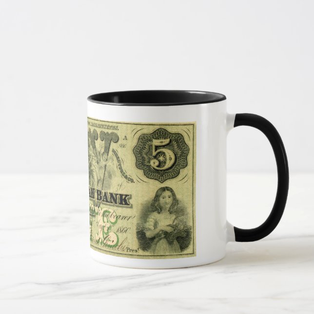 Caneca Nota de 5 Dólares de Hingham Massachusetts, 1860 (Direita)