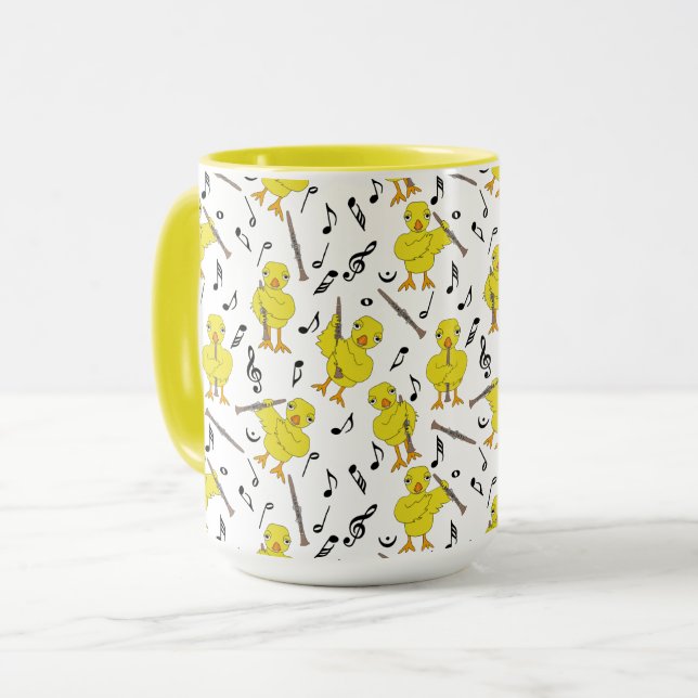 Caneca Notas de Música Clarinet Pintinho Clarinets (Frente Esquerda)