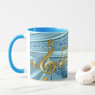 Caneca Notas Musicais de na moda Trendy Baby Blue