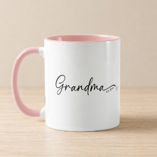 Caneca Nova Avó Ano de Estabelecimento Script Rosa