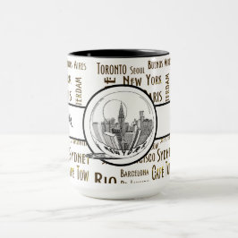 Caneca Nova Iorque Elegante de linho preto Ringer 15oz