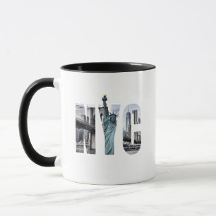 Caneca Nova Iorque Skyline Com Estátua Da Liberdade