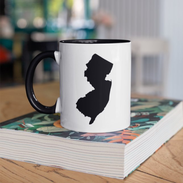 Caneca Nova Jersey em Preto e Branco (Add text to create your own souvenir coffee cup.)