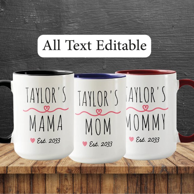 Caneca Nova Mamãe com Nome Personalizado, Título e Ano de (Criador carregado)