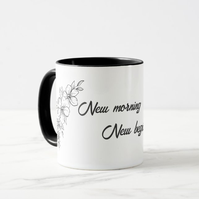 Caneca Nova Manhã, Novo Começo | Inspiração de Primavera  (Frente Esquerda)