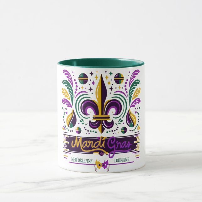 Caneca Nova Orleans Mardi Gras verde-roxo (Centro)