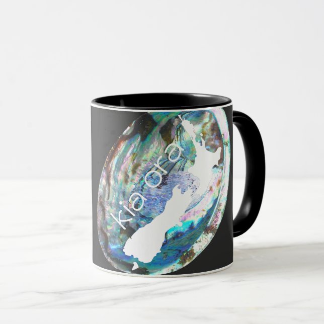 CANECA NOVA ZEALAND PAUA SHELL KIA OU PERSONALIZADA NZ KI (Frente Esquerda)