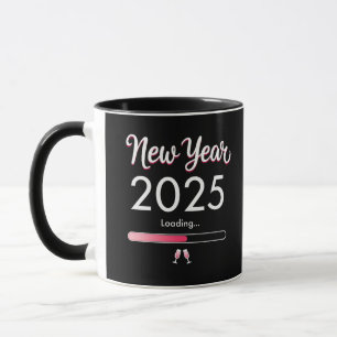 Caneca Novo Ano Carregando Xmas do Feliz ano novo 2025