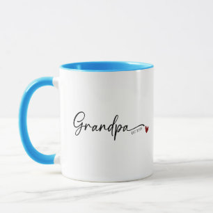 Caneca Novo Avô Ano de Estabelecimento Script Azul