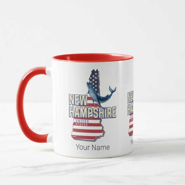 Caneca Novo Mapa Retro dos Estados Unidos de Hampshire (Esquerda)
