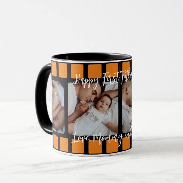 Caneca Novo papai de Grade de Fotografias da Fita de Film (Frente Esquerda)