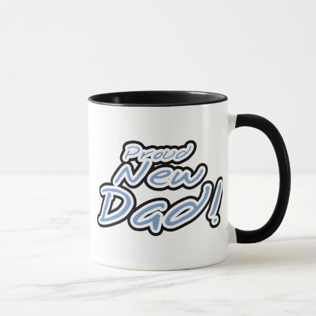 Caneca Novo papai Ortográfico de Texto Azul/Preto (Direita)