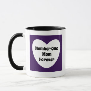 Caneca Número Um Mãe Roxo Escuro Coração Branca Moderno