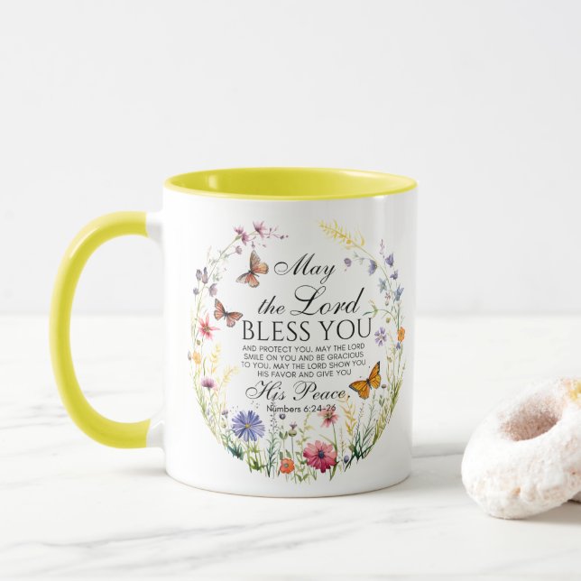 Caneca Números 6:24-26 O Senhor Abençoa-te, Wildflower (Com Donut)
