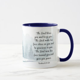 Caneca Números 6 Lord Bless You Bíblia Verse Winter Snow
