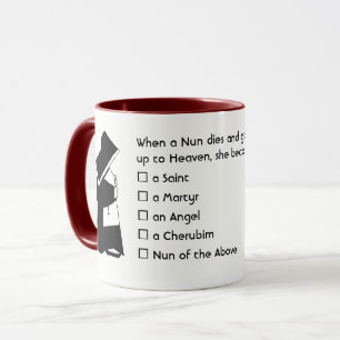 Caneca Nun Fun - humor limpo, Piada Nun Heaven