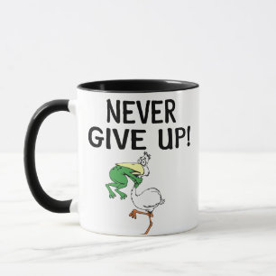Caneca Nunca desista do Pelicano Motivacional e do Sapo