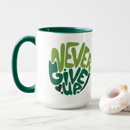 Caneca Nunca Desista - Mão Positiva Verde Letreiro