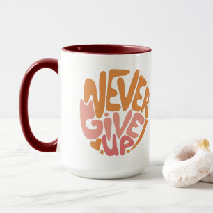 Caneca Nunca desistir - Motivação Diária Rosa e Laranja