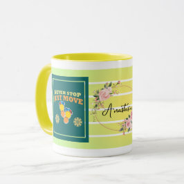 Caneca Nunca Pare, Apenas Se Mova – Motivação Floral Pers