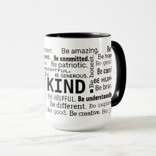 Caneca Nuvem de Palavras Be Kind palavras inspiradoras