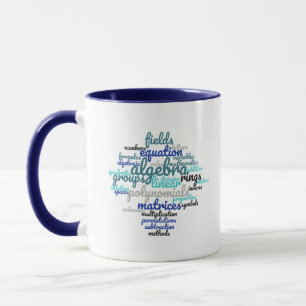 Caneca Nuvem de Palavras de Álgebra Colorida