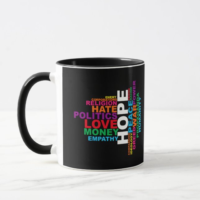 Caneca Nuvem de Palavras de Humanidade (Esquerda)