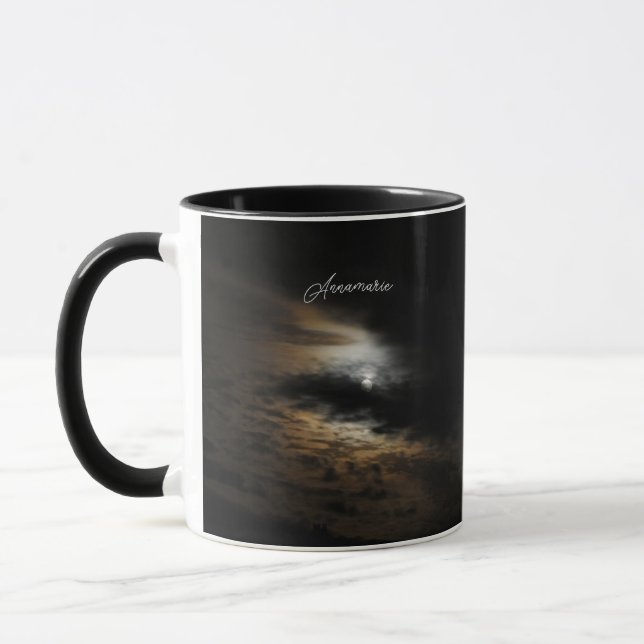 Caneca Nuvens à Lua Foto Celestial Personalizada (Esquerda)