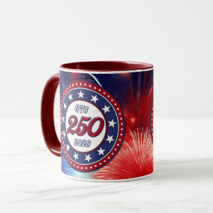 Caneca Nuvens Gráficas de Fogos de Artifício para o 250º 