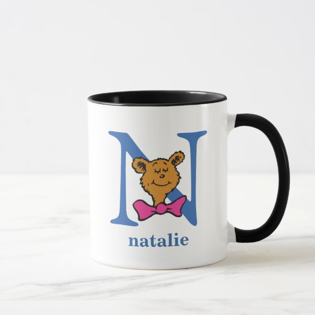 Caneca O ABC do Dr. Seuss: Letra N - Azul | Adicione seu  (Direita)