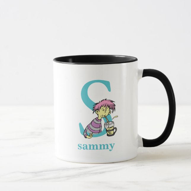 Caneca O ABC do Dr. Seuss: Letra S - Azul | Adicione seu  (Direita)