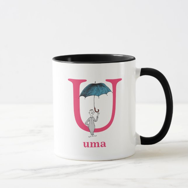 Caneca O ABC do Dr. Seuss: Letra U - Rosa| Adicione Seu N (Direita)