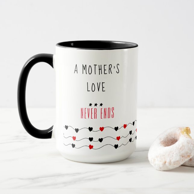 Caneca O amor da mãe nunca acaba | Dia das Mães (Com Donut)