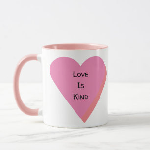 Caneca O Amor É Bastante Corações Rosa Monograma Negro
